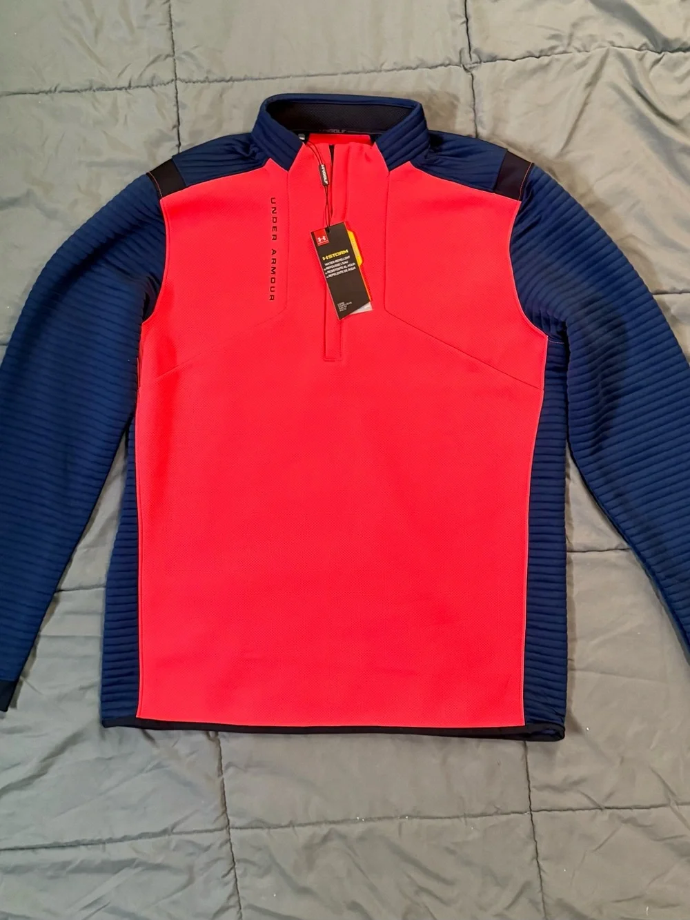 Under Armour Red and Navy Performance Quarter-Zip Jacket
